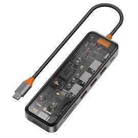 USB ჰაბი Wiwu CB007, USB-C, USB, SD, TF, PD, HDMI, Hub, Space Gray